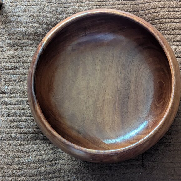 MCM Blair Hawaii Koa Wood Serving Bowl 2 Spoons Signed Midcentury Vintage Acacia - Picture 4 of 12
